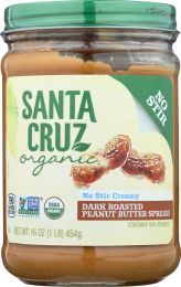 SANTA CRUZ: Dark Roasted Creamy Peanut Butter (16 oz)