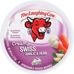 THE LAUGHING COW: Creamy Swiss Garlic and Herb Spreadable Cheese 8 Wedges (6 oz)