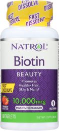 NATROL: Biotin Fast Dissolve Natural Strawberry Flavor 10,000 mcg (60 Tablets)