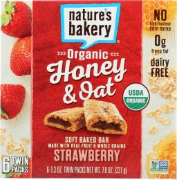 NATURES BAKERY: Organic Honey & Oat Bar Strawberry (7.8 oz)