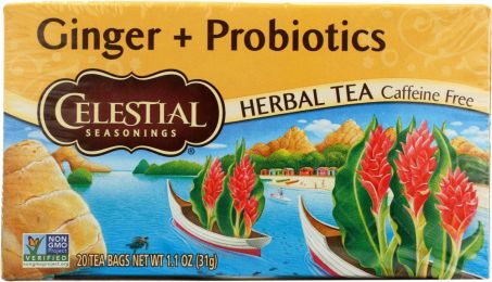 CELESTIAL SEASONINGS: Ginger Probiotic Herbal Tea (Pack of 20, 1.1 oz)