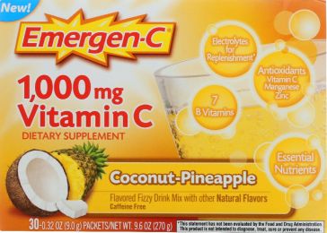 EMERGEN-C: Vitamin C Drink Mix Coconut Pineapple 1000 mg 30 Packets (9.6 oz)