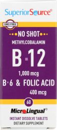 SUPERIOR SOURCE: Methlycobalamin B12 B6 Folic Acid (60 tb)