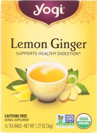 YOGI TEA: Lemon Ginger Organic Tea Caffeine Free (16 Tea Bags)