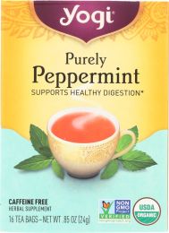 YOGI TEAS: Organic Herbal Tea Caffeine Free Purely Peppermint (16 Tea Bags)