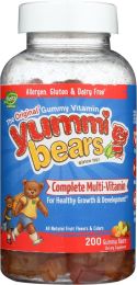 YUMMI BEARS: Complete Multi-Vitamin All Natural Fruit Flavors & Colors Gummy Bears (200)