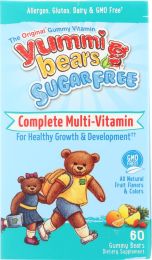 YUMMI BEARS: Sugar Free Complete Multi-Vitamin Natural Fruit Gummy Bears (60)