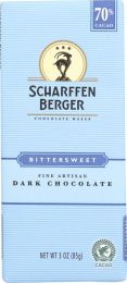 SCHARFFEN BERGER: 70% Cacao Dark Chocolate Bar Bittersweet (3 oz)
