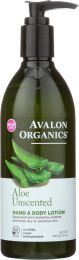 AVALON ORGANICS: Hand & Body Lotion Aloe Unscented (12 oz)