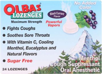 OLBAS: Maximum Strength Sugar Free Lozenges Black Currant Flavor (24 Lozenges)