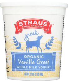 STRAUS: Organic Whole Milk Greek Vanilla Yogurt (32 oz)