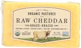 ORGANIC PASTURES: Raw Cheddar Grass-Grazed (16 oz)