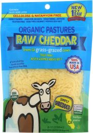 ORGANIC PASTURES: Raw Cheddar Cheese Grass-Grazed Shredded (8 oz)