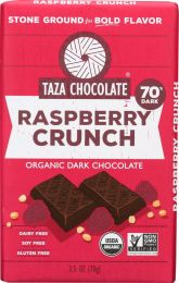 TAZA CHOCOLATE: Amaze Raspberry Crunch Dark Chocolate Bar (2.5 oz)