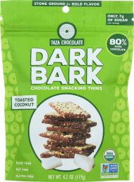 TAZA CHOCOLATE: Toasted Coconut Dark Bark Chocolate Thins (4.2 oz)