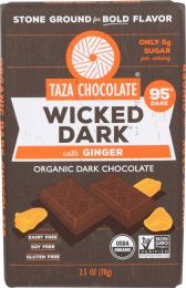 TAZA CHOCOLATE: 95% Wicked Dark Chocolate with Ginger (2.5 oz)