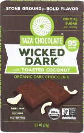 TAZA CHOCOLATE: 95% Wicked Dark Chocolate with Toasted Coconut (2.5 oz)