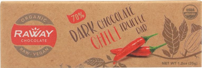 RAWAY: 70% Dark Chocolate Chili Truffle Bar (1.2 oz)
