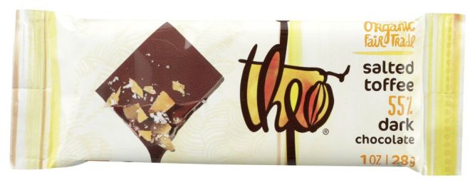 THEO CHOCOLATE: Bar Chocolate 55 Dark Salted Toffee (1 oz)
