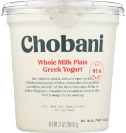 CHOBANI: Whole Milk Plain Greek Yogurt (32 oz)