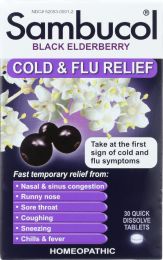 SAMBUCOL: Black Elderberry Cold & Flu Relief (30 Quick Dissolve Tablets)