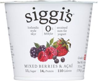 SIGGI'S: Yogurt Strained Non Fat Icelandic Style Skyr Acai & Mixed Berries (5.3 oz)