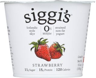 SIGGIS: Non-Fat Icelandic Style Skyr Strawberry Yogurt (5.3 oz)
