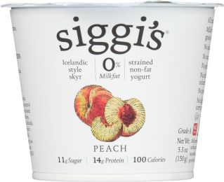SIGGI'S: Strained Non-Fat Yogurt Icelandic Style Skyr Peach (5.3 oz)