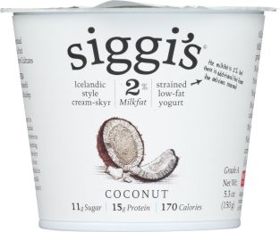 SIGGIS: Yogurt Icelandic Style Low Fat 2% Milkfat Coconut (5.3 oz)