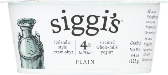 SIGGI'S: 4% Milkfat Strained Whole-Milk Yogurt Plain (4.4 oz)