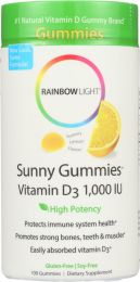 RAINBOW LIGHT: Sunny Gummies Vitamin D3 Yummy Lemon Flavor 1,000 IU Gummies (100)