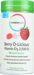RAINBOW LIGHT: Berry-D-Licious Vitamin D3 Ripe Raspberry 2500 IU (50 count)