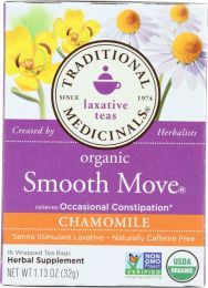 TRADITIONAL MEDICINALS: Organic Smooth Move Chamomile Herbal Tea 16 Tea Bags (1.13 oz)