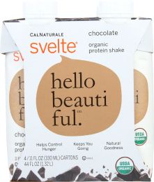 CALNATURALE: Svelte Organic Protein Shake Chocolate (Pack of 4 (11 oz Each), 44 oz)