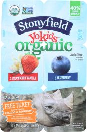 STONYFIELD: YoKids Yogurt Lowfat Organic Blueberry Strawberry Vanilla 6 Count (24 oz)