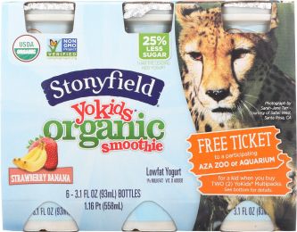 STONYFIELD: Organic YoKids Smoothies Strawbana 6 Count (18.6 Oz)