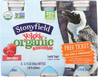 STONYFIELD: Organic YoKids Smoothies Very Berry 6 Count (18.6 Oz)