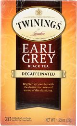 TWININGS OF LONDON: Classics Earl Grey Naturally Decaffeinated (1.23 oz)