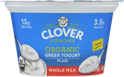 CLOVER SONOMA: Organic Whole Milk Plain Greek Yogurt (5.30 oz)