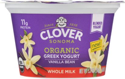 CLOVER SONOMA: Organic Whole Milk Vanilla Bean Greek Yogurt (5.30 oz)