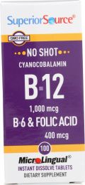 SUPERIOR SOURCE: B12 1000mg B6 & Folic Acid 400mcg (100 tb)