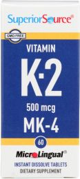 SUPERIOR SOURCE: Vitamin K-2 500mcg MK4 (60 tb)