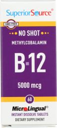 SUPERIOR SOURCE: No Shot Methylcobalamin B-12 5000mcg (60 tb)