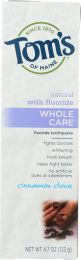 TOMS OF MAINE: Whole Care Fluoride Toothpaste Cinnamon Clove (4.7 Oz)