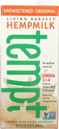 LIVING HARVEST: Tempt Hempmilk Unsweetened Creamy Non-Dairy Beverage Original (32 oz)