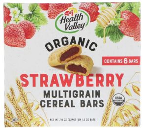 HEALTH VALLEY: Organic Multigrain Cereal Bar Strawberry (7.9 oz)